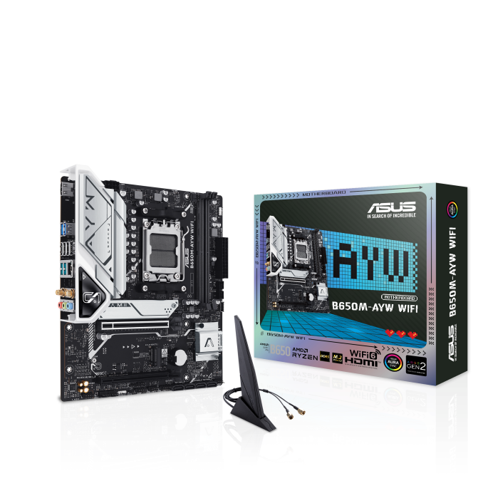 289 Placa Madre ASUS B650M-AYW WiFi, Socket AM5, 2x DDR5, 2x NVMe, Wi-Fi 6, 2.5 GbE, Micro-ATX - Imagen 1